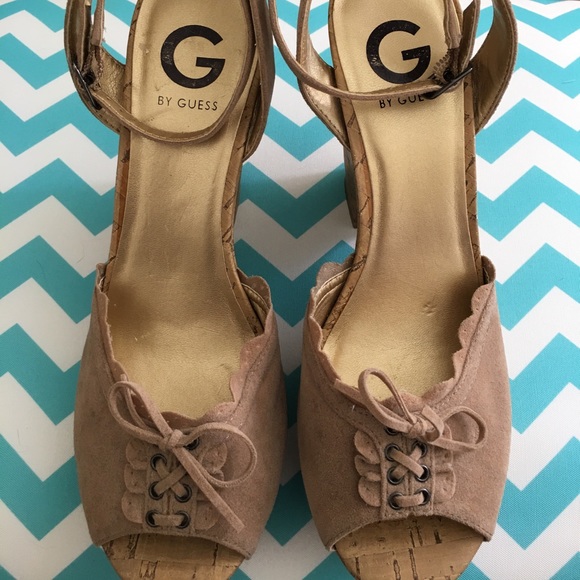 Guess Shoes - G by Guess Tan Cork Heeled Wedge 7.5